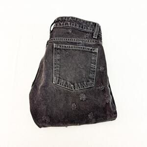 Zara Ripped Distressed Zippered Denim Jeans Bootcut Wide Leg Size 2